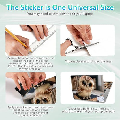 Laptop Skin Sticker Decal 12"-15.6" Universal Laptop/Notebook/Netbook Vinyl - Waterproof Scratch Resistant,Fits HP Dell Lenovo MacBook,2 Free Wrist Pads,Easy Apply & Remove,Cute Owl Book - color: Cute Owl Book
