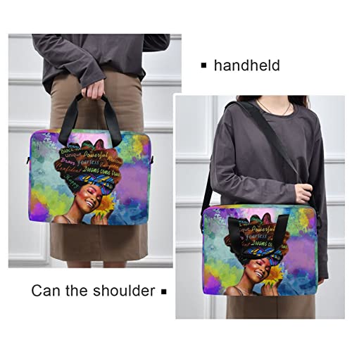 Laptop Bag 15.6 inch, Waterproof Laptop Case with Strap, Protective Laptop Carrying Case for Women&Men, Afro African American Woman - color: Afro African American Woman