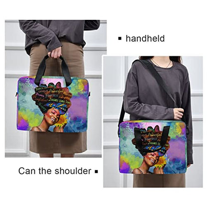 Laptop Bag 15.6 inch, Waterproof Laptop Case with Strap, Protective Laptop Carrying Case for Women&Men, Afro African American Woman - color: Afro African American Woman