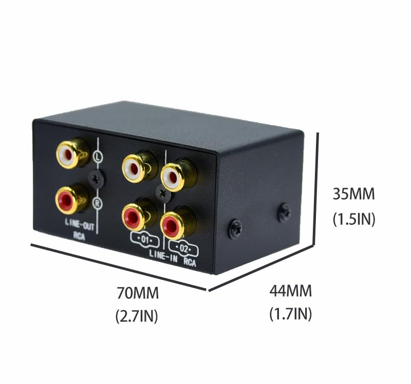 2 in 4 Out or 4 in 2 Out Audio Sound selector RCA Female Stereo Channel 2 Splitter switcher Box Switching No External Power No Noise - size: 2way-rca