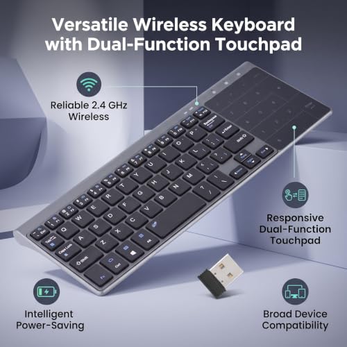 2.4Ghz Mini Wireless Keyboard with Touchpad Numeric Keypad Portable Ultrathin Remote Keyboard Mouse Combo