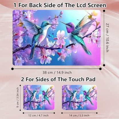 Laptop Skin Sticker Decal 12" 13" 13.3" 14" 15" 15.6",Waterproof Scratch Resistant Vinyl,Reusable Easy to Apply,for MacBook HP Dell Notebooks Netbooks Laptop,2 Wrist Pads,Flower Hummingbird - color: Flower Hummingbird