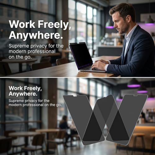 16" Privacy Screen Protector | 9H Tempered Glass with Anti-Blue Light & Anti-Glare | Universal Fit for HP, Dell, ASUS, Samsung, Lenovo, Acer, MSI 16:10 Laptops (Wide-Angle Privacy + Eye Comfort)" - size: Privacy Glass-16 Inch 16:10