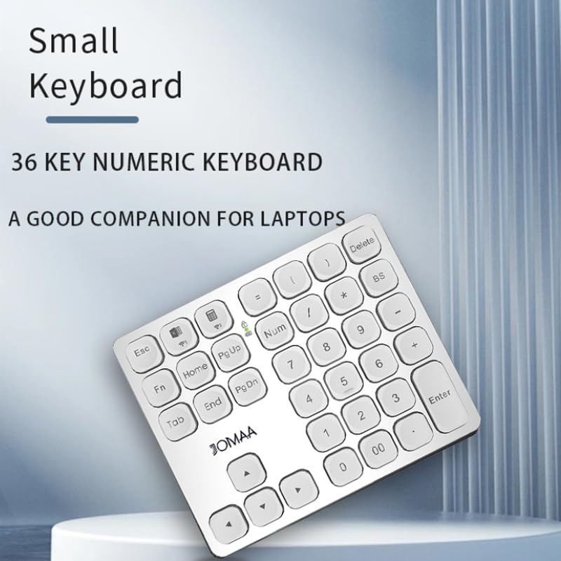 36 Keys Bluetooth Numeric keypad Portable Mini Financial Accounting Rechargeable Number pad Ultra-Silent for iPad Laptop,Mac, iMac, Tablet, PC and Desktop (Silver) - color: silver