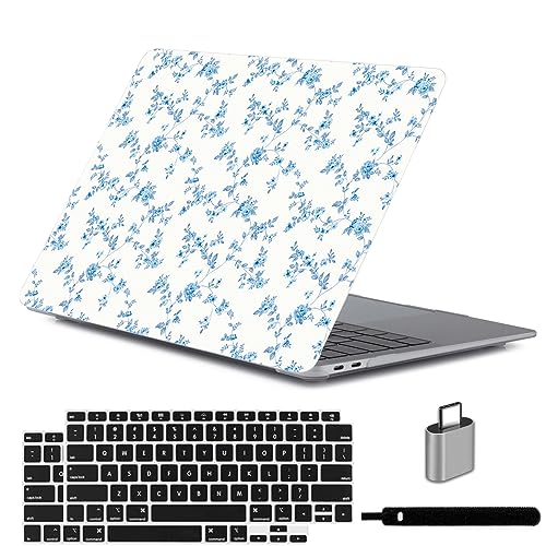 LanBaiLan Laptop Plastic Hard Shell Protective Case, Compatible for New MacBook Air 13 inch 2020 2019 2018 Release A2337 M1 A2179 A1932 Retina Display with Touch ID & Keyboard Cover, Engraved Floral - color: Engraved Floral
