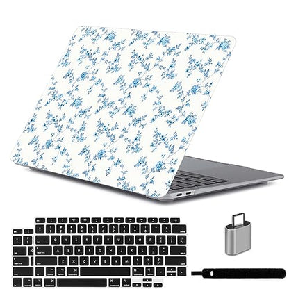 LanBaiLan Laptop Plastic Hard Shell Protective Case, Compatible for New MacBook Air 13 inch 2020 2019 2018 Release A2337 M1 A2179 A1932 Retina Display with Touch ID & Keyboard Cover, Engraved Floral - color: Engraved Floral