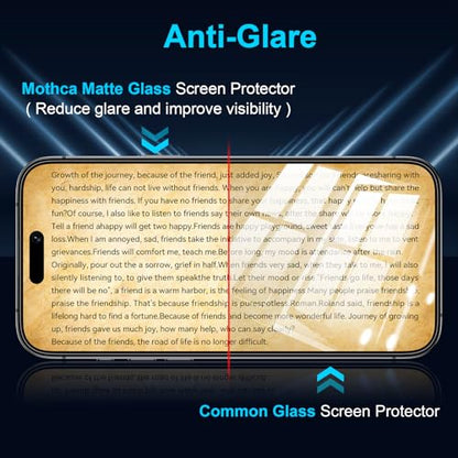 Mothca 2 Pack Matte Glass Screen Protector for iPhone 15 Pro Max 6.7-inch [Auto Fit Box Dust-Free] Edge to Edge Full Coverage Anti-Glare & Anti-Fingerprint Tempered Glass, Bubble Free, Smooth as Silk - size: iPhone 15 Pro Max-6.7 Inch