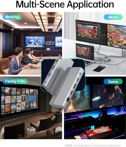 Dual Monitor Docking Station 4K@60Hz, USB C Laptop Docking Station with HDMI 4K, DP(4K@144Hz), 87W PD, Ethernet, 4USB/3.5Audio,usbc hub for HP/Dell/Lenovo Laptops - style: 10 Ports 1 HDMI + 1 DisplayPort