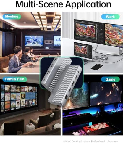 Dual Monitor Docking Station 4K@60Hz, USB C Laptop Docking Station with HDMI 4K, DP(4K@144Hz), 87W PD, Ethernet, 4USB/3.5Audio,usbc hub for HP/Dell/Lenovo Laptops - style: 10 Ports 1 HDMI + 1 DisplayPort