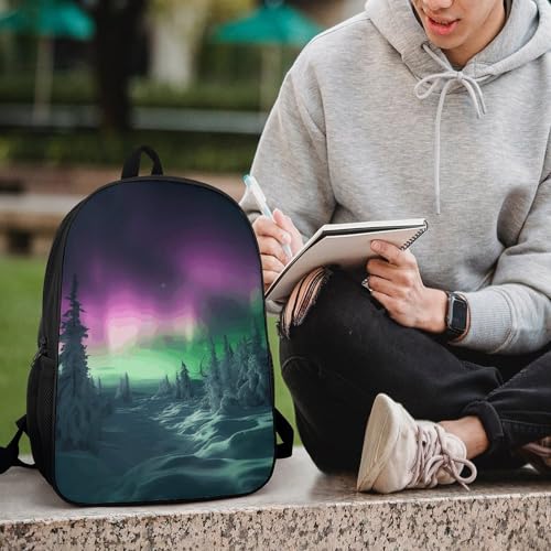 17 Inch Aurora And Cloud Laptop Backpack for Men Women Waterproof Lightweight Travel Backpack Commuter Bag Large Capacity Casual Daypack for Business Trip & Outdoor