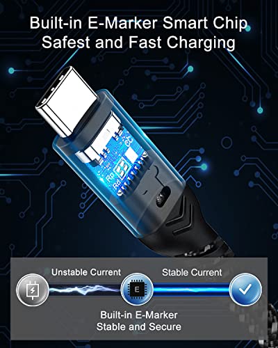 USB 4 Cable 6.6ft, USB-C to USB-C 240W Fast Charging 40Gbps Data Transfer 8K/4K@60Hz Video Output Cable for Thunderbolt 3/4 for MacBook iPhone15/16 Samsung Galaxy USB C Phone Tablet Laptop - color: Grey