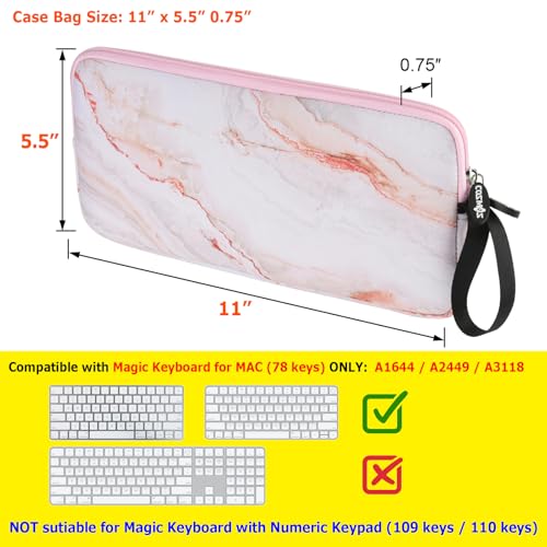 Neoprene Carrying Keyboard Sleeve Case Bag Protection Pouch Compatible with Magic Keyboard 1 & 2, Wireless Keyboard, Magic Mouse, Magic Trackpad and Wireless Trackpad (Pink Marble Pattern) - color: Pink Marble Pattern