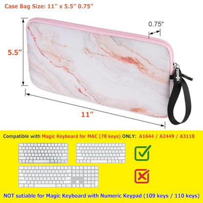 Neoprene Carrying Keyboard Sleeve Case Bag Protection Pouch Compatible with Magic Keyboard 1 & 2, Wireless Keyboard, Magic Mouse, Magic Trackpad and Wireless Trackpad (Pink Marble Pattern) - color: Pink Marble Pattern