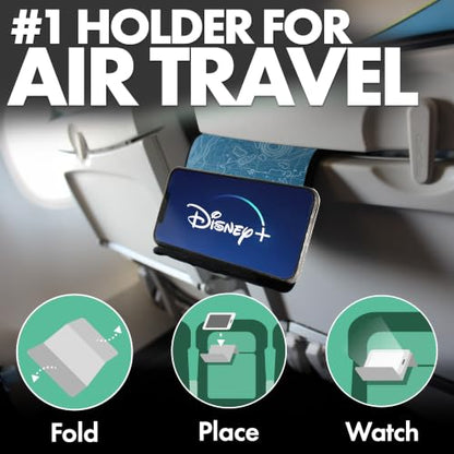 Airplane Phone Holder - Foldable Phone Stand for Plane Travel | Aluminum Build, 9 x 5 in. Topography, Tabletop Mount Desk, Plane Tray Seat back, Treadmill, Fits iPhone Cell Phone - color: Topography, size: Large