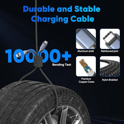 USB C to USB C 2 in 1 Multi Charging Cable 4FT, 140W Fast Charge USB-C Splitter Chargering Cable with 2 Type C Ports for iPhone 17/16/15 Series, Samsung Galaxy S25, iPad, MacBook Air/Pro, Lenovo