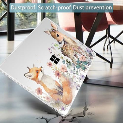 Mektron Case for 13.8" Microsoft Surface Laptop 8/7 (2026/2024) Surface Laptop 13.8 Inch Cover Fits Model 2036, Keyboard Cover +Screen Protector +Dust Plugs, Fox and Deer - color: Fox and Deer