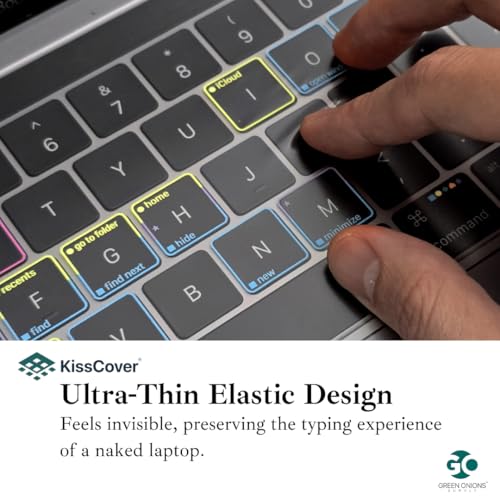 KissCover Ultra-Thin Full Keyboard Cover for MacBook Pro 14.2" with Printed Shortcut Keys, 4X thinner Than competitors, Protects Touch ID, and Works Seamlessly Over The Cover