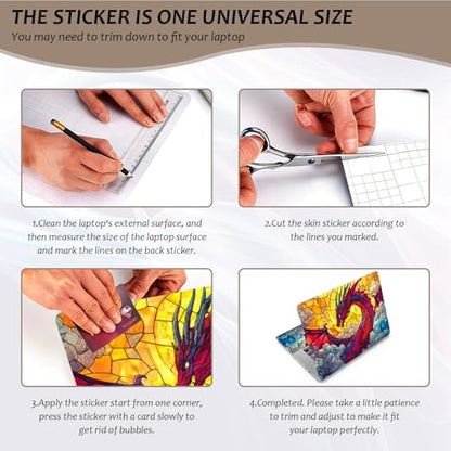 Laptop Skin 12.1-15.6 inch Removable Universal Reusable Laptop Sticker Decal,Waterproof No Residue Vinyl Cover,Scratch-Resistant Cuttable Full Wrap Sticker for Notebook, Stained Glass Red Dragon - color: Stained Glass Red Dragon
