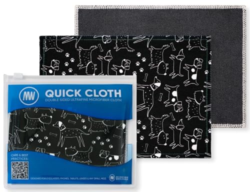 Microfiber Wholesale Quick Cloth Glasses Cleaning Cloths 5x7 Dogs 2-Pack | with Case | Double-Sided Lens Cleaner for Eyeglasses, Camera, Screens & Glass | Reusable Microfiber Glass Polishing Cloths - color: Dogs, size: 5"x7"