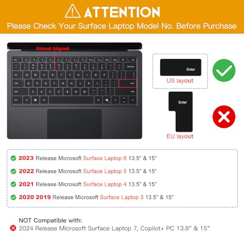 CaseBuy Clear Ultra Thin Keyboard Cover for 2023-2019 Microsoft Surface Laptop 6, 5, 4, 3, 13" & 15" Touchscreen Keyboard Protector Skin (Not Fit 2024-2025 Surface Laptop 7 13.8 & 15") - size: Surface Laptop 6/5/4/3 13/15 inch (2023-2019)