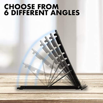 Laptop Computer Portable Mesh Stand, Adjustable Angle Well-Ventilated Ergonomic Desktop Holder, Foldable, Lightweight & Flexible Tray Mount Universal Compatible Laptop/Notebook/Macbook/Tablet (Black)