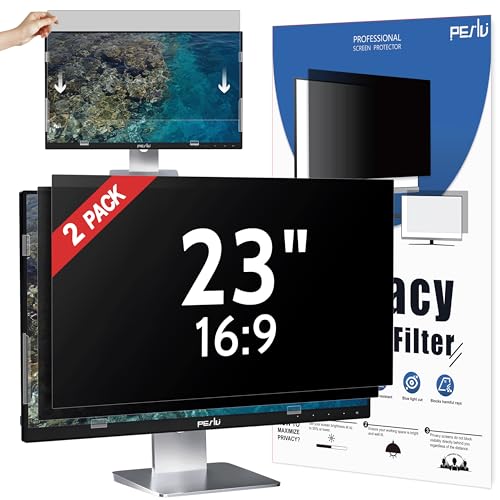 Peslv [2 Pack] 23 Inch Privacy Screen for Computer Monitor 16:9 Aspect Ratio, Eye Protection Anti Blue Light Glare Shield, 23inch Removable Black Blackout Anti Spy Desktop Security Private Filter - color: black, size: 23''(16:9)