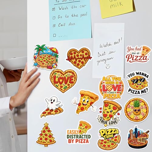 18pcs Pizza Stickers Pack, Cute Cartoon Graffiti Vinyl Waterproof Decals for Water Bottle,Laptop,Phone,Skateboard,Scrapbooking,Bumper for Party Supply - color: Pizza