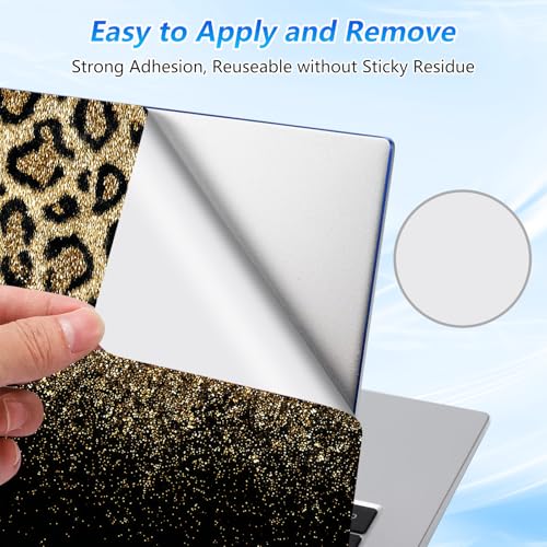 Universal Laptop Skin Sticker Decal with 2 Wrist Pad Skins, Waterproof Scratch Vinyl Cover for 11–15.6 Inch MacBook, HP, Dell, Lenovo, Cutable & Reusable,Gold Glitter Leopard - color: Gold Glitter Leopard