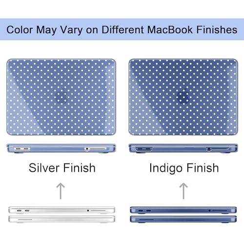 MEEgoodo Printed Case for New MacBook Neo 13 Case inch 2026 Release Model A3404, Laptop Hard Shell with Keyboard Cover & Screen Protector & USB-C Adapter, Indigo & White Polka Dots - color: Indigo & White Polka Dots