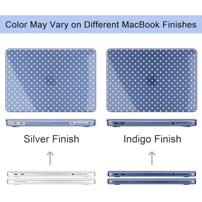 MEEgoodo Printed Case for New MacBook Neo 13 Case inch 2026 Release Model A3404, Laptop Hard Shell with Keyboard Cover & Screen Protector & USB-C Adapter, Indigo & White Polka Dots - color: Indigo & White Polka Dots