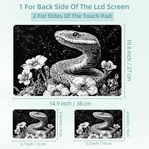 Universal Laptop Skin Decal, 3-Piece Vinyl Protector for 12 13 14 15.6" Notebook, Waterproof Anti-Scratch, Easy Trim & Bubble-Free Finish, Snake in Night Sky - color: Snake in Night Sky