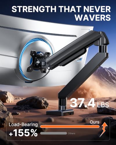 ErGear Heavy Duty Monitor Arm for 13-49″ Ultrawide Screens, 37.4 lbs Capacity, Full Motion Monitor Desk Mount, Rock-Solid Support, Dual C-Clamp & Grommet Mount, VESA 75x75/100x100mm - size: 13"-49", style: Single Arm