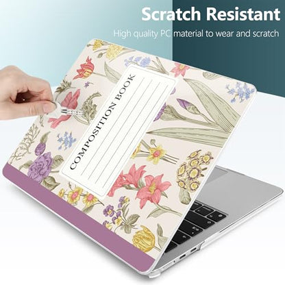 for MacBook Air 13 Inch (13.6 Inch) Case, M5/M4/M3/M2 Chip 2026 2025 2024 2023 2022, Hard Plastic Printed Cover with Screen Protector & Keyboard Cover & Dust Plugs, Purple CompositionBook - color: Purple Composition Book