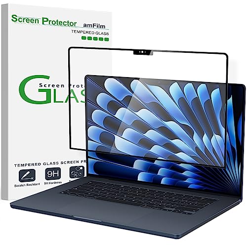 amFilm Screen Protector for MacBook Air 15'' M4/M3/M2 Chip Tempered Glass | Scratch Protection, Easy to Instllation & Bubble Free, HD Clear, Ultra Thin (Regular 15 inch) - size: Regular 15.3 inch