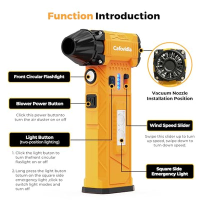 Electric Air Duster | 180000RPM Brushless Motor | 8000mAh Battery • Stepless Speed Control • 2-in-1 Air Blower • LED Light Car PC Home