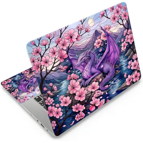 Universal Laptop Skin Sticker Decal 11-15.6 Inches, Cherry Blossom Dragon | Reusable Vinyl Sticker for 12.1 13 13.3 14 15.4 Inches Notebook PC, Scratch Resistant Waterproof, Easy to Trim & Apply - color: Cherry Blossom Dragon