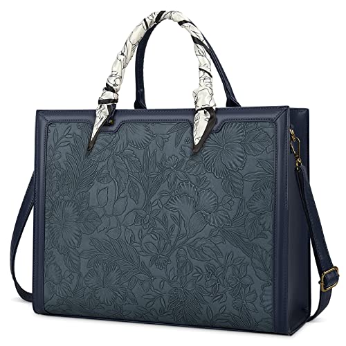 Laptop Bag for Women 15.6 Inch Laptop Tote Bag Waterproof Leather Computer Bag Business Lightweight Office Briefcase Large Shoulder Handbag Deep Blue - color: Deep Blue
