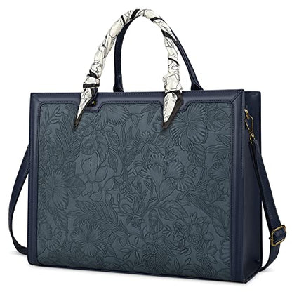 Laptop Bag for Women 15.6 Inch Laptop Tote Bag Waterproof Leather Computer Bag Business Lightweight Office Briefcase Large Shoulder Handbag Deep Blue - color: Deep Blue