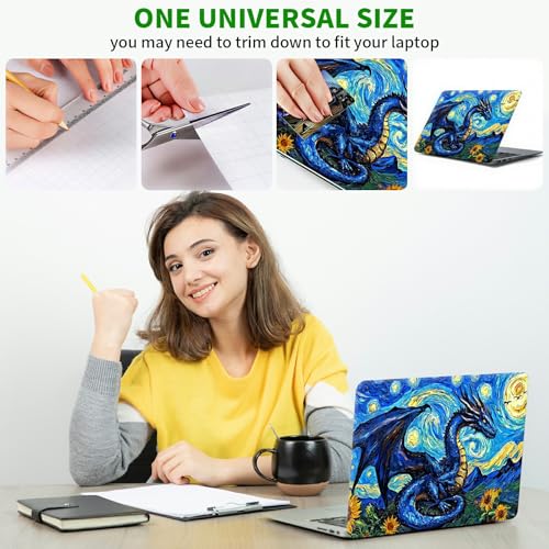 Laptop Skin Sticker Decal, Universal Protective Cover Fit 12 13 14 15.6 Inch Notebook, Reusable Water-Resistant Vinyl Decal w/ 2 Wrist Pads for Business Travel Office, Galaxy Dragon - color: Galaxy Dragon
