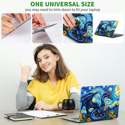 Laptop Skin Sticker Decal, Universal Protective Cover Fit 12 13 14 15.6 Inch Notebook, Reusable Water-Resistant Vinyl Decal w/ 2 Wrist Pads for Business Travel Office, Galaxy Dragon - color: Galaxy Dragon