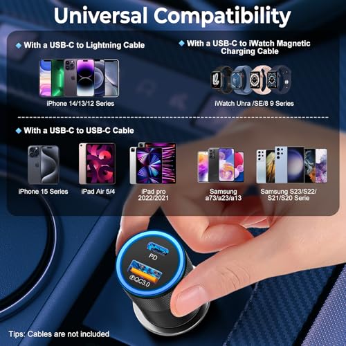 6 Pack USB C Car Charger, Ancekoy 38W USB-C + USB-A Car Charger Adapter | Fast Charge PD/QC 3.0 Cigarette Lighter Adapter USB Charger Plug for iPhone 17/16/15/14/13/12/11/Pro Max, iPad, Samsung - color: Black, size: 6-Pack