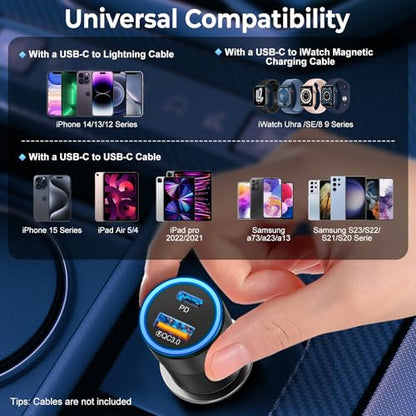 6 Pack USB C Car Charger, Ancekoy 38W USB-C + USB-A Car Charger Adapter | Fast Charge PD/QC 3.0 Cigarette Lighter Adapter USB Charger Plug for iPhone 17/16/15/14/13/12/11/Pro Max, iPad, Samsung - color: Black, size: 6-Pack