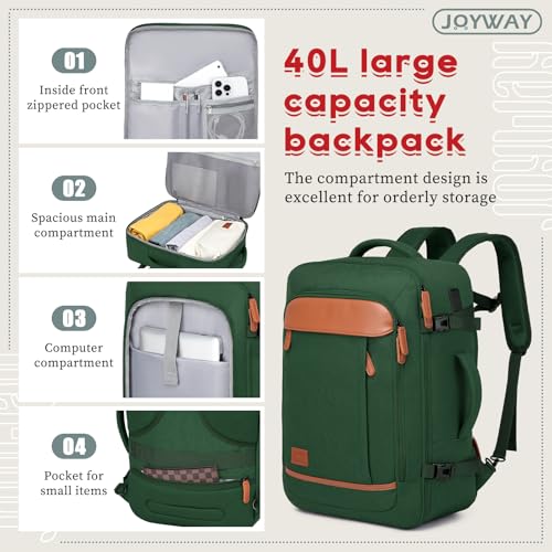 Joyway Expandable Carry on Luggage Sets Airline Approved, Lightweight Hard Shell 20 Inch Carry-on Suitcase with Spinner Wheels - color: Green, size: Carry on luggage