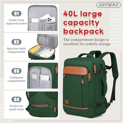 Joyway Expandable Carry on Luggage Sets Airline Approved, Lightweight Hard Shell 20 Inch Carry-on Suitcase with Spinner Wheels - color: Green, size: Carry on luggage
