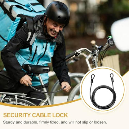 PATIKIL Security Cable Lock (5/32" Dia 9.8ft 70lb Load Capacity, Black)(2 Pcs) Vinyl Coated Stainless Steel Flexible Wire Rope Safety Cable Luggage Lock with Double Loops - color: Black, size: 5/32" x 9.8 ft, 70lb Load