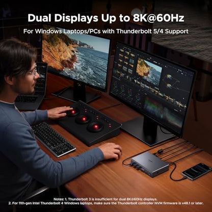 UGREEN 10 in 1 Revodok Maxidok Thunderbolt 5 Docking Station, 120Gbps with 3×TBT5 (Single 8K/ Dual 6K@60Hz), 140W Total Power, DP2.1, Gigabit Ethernet, SD/TF 3.0 Dock for MacBooks and Windows Laptops
