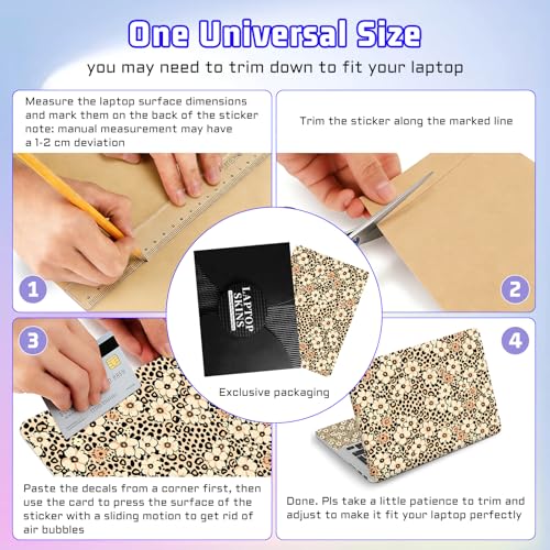 Universal Laptop Skin Sticker Decal, Compatible with MacBook HP Dell Lenovo 12"-15.6", Reusable Vinyl Notebook Cover 3PCS Set, High-Recognition Film-Leopard Print Florals - color: Leopard Print Florals