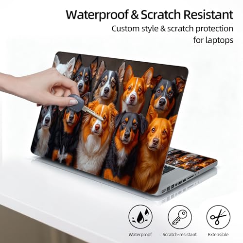 Universal Laptop Skin Sticker Decal, 12"-15.6" Aesthetic Vinyl Wrap, Group Dogs Collage Waterproof Notebook Cover Art Protector for MacBook HP Dell Lenovo, Fits 13" 14" 15" 15.6" - color: Group Dogs Collage