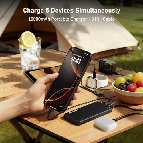 Portable Charger Power Bank 10000mAh, USB C in&Out Fast Charging Battery Pack Portable Phone Charger Quick Charge for iPhone 15/14/13/12, Galaxy S23/22, Pixel Heated Vest and etc (Black) | USB C in&Out,Fast Charging, for iPhone 17/16/15/14/13/12, Galaxy S