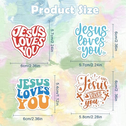 Jesus Loves You Stickers - 100 Pcs Christian Religious Stickers for Adults, Colorful Waterproof Religion Sticker for Scrapbook Journal Laptop Card Water Bottle, Sunday School Party Favor - style: Jesus Loves You